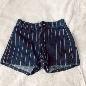 striped jean shorts
